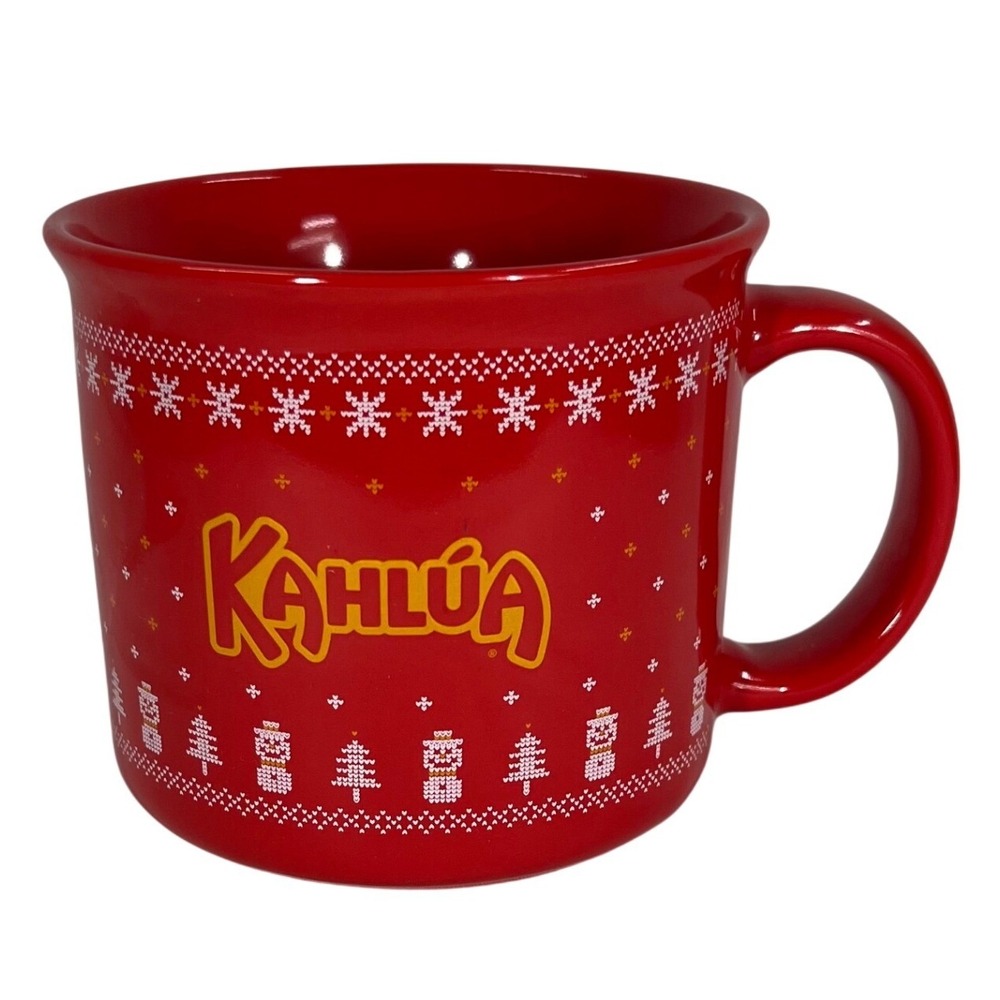 Kahlua Red Ugly Sweater Christmas Coffee Mug Holiday Snowman Snowflake‎ 666915